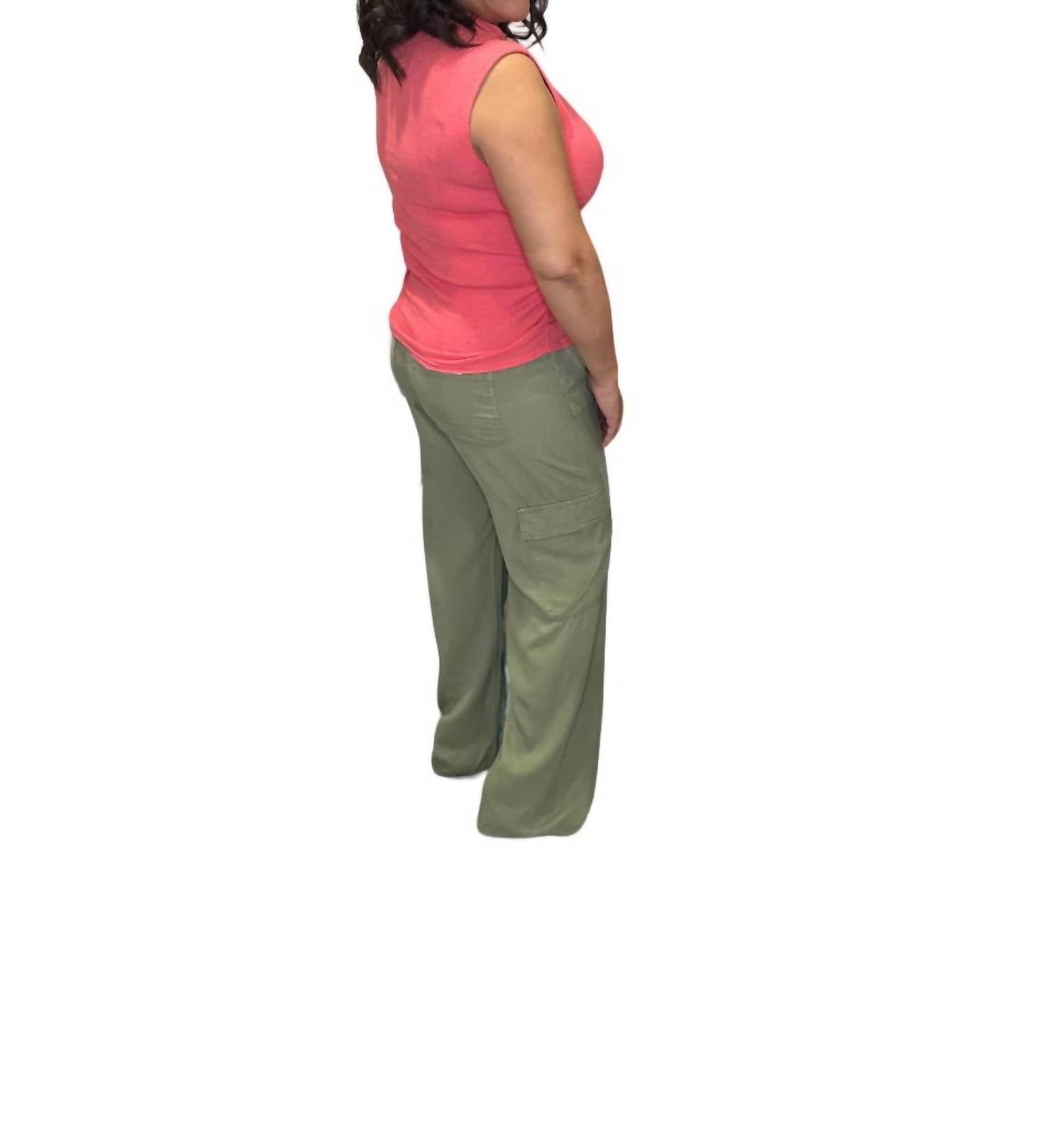 Risen - High Rise Wide Leg Tencel Cargo Pants