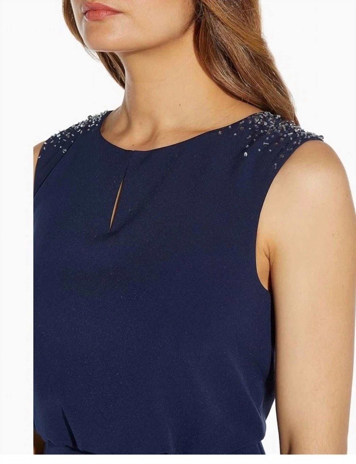 Adrianna Papell - Vestido de crepe com decote canoa