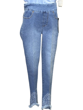 Slimsation By Multiples - Calça Jeans com Bainha Recortada Bordada