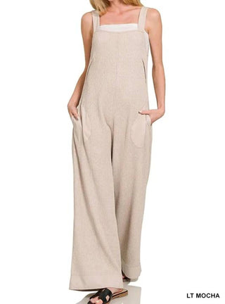 Trendsi - Macacão Zenana Knit Waffle com pernas largas