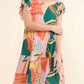 And The Why - Printed Double Ruffle Sleeve Dress