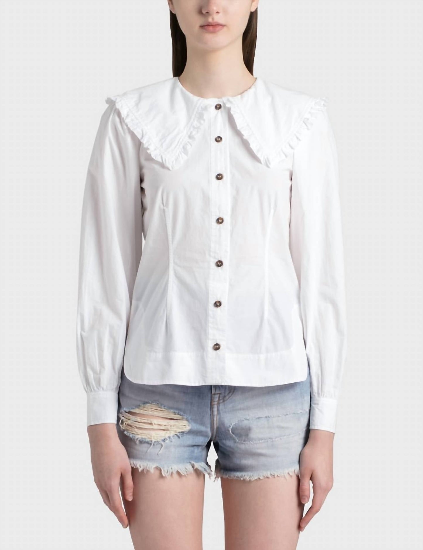 Ganni - Cotton Poplin Fitted Shirt