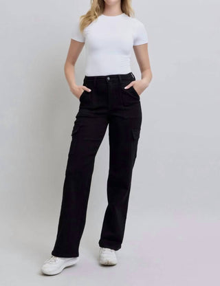Judy Blue - Calça Jeans Cargo de Perna Larga