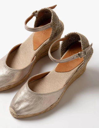 Penelope Chilvers - Women's High Mary Jane Metallic Leather Espadrille