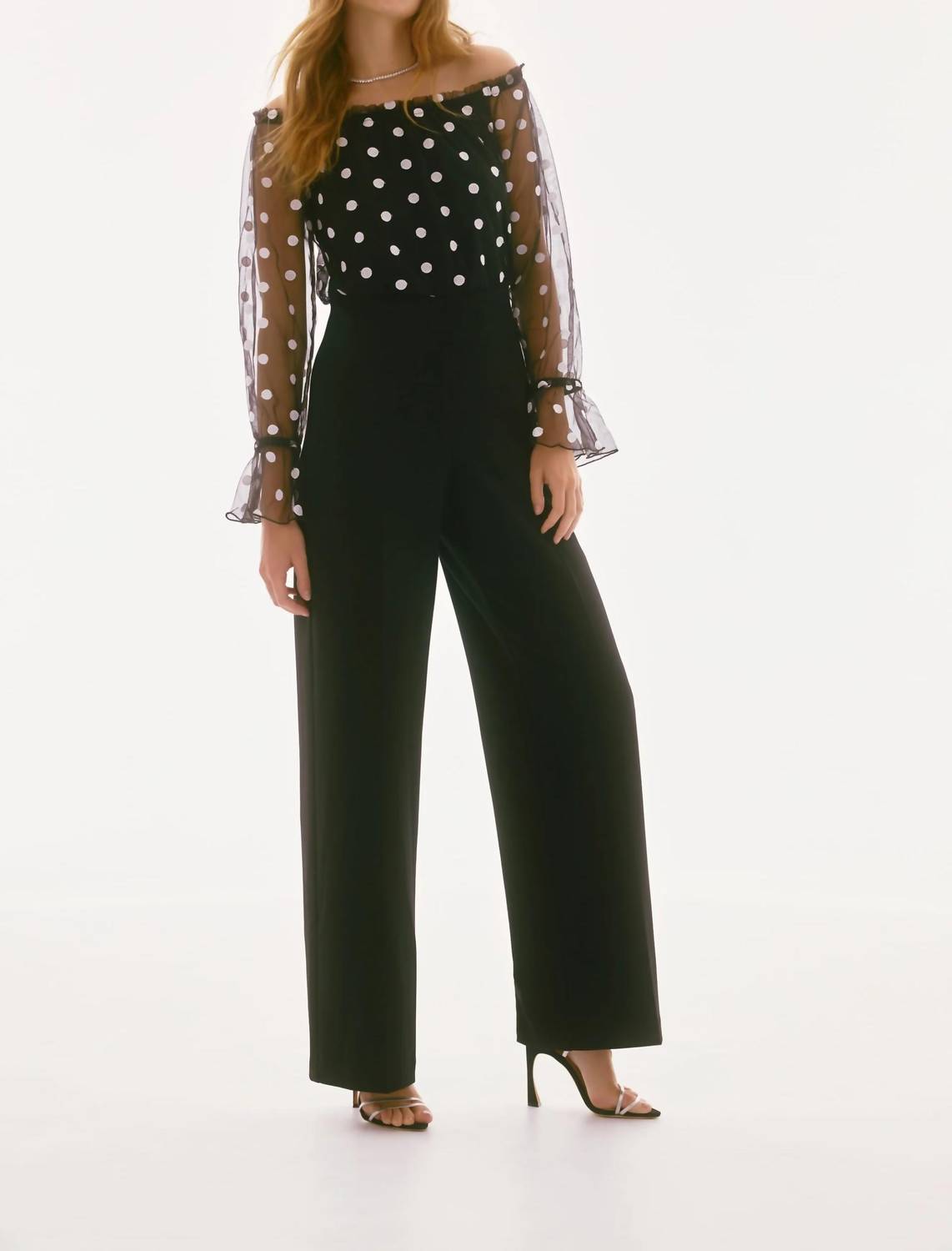 Joseph Ribkoff - Polka Dot Off-shoulder Jumpsuit