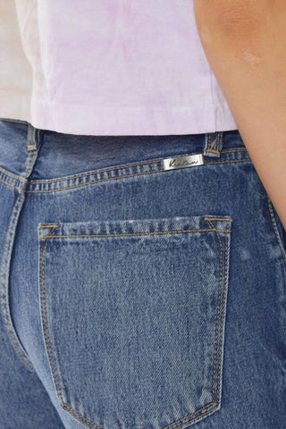 Kancan - Calça Jeans Crop Reta Relaxada de Cintura Alta