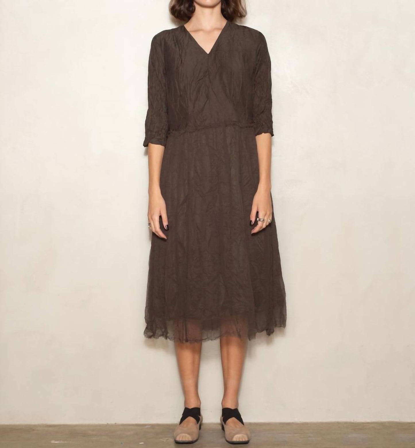 Pas De Calais - Cotton Cupro V-neck Dress