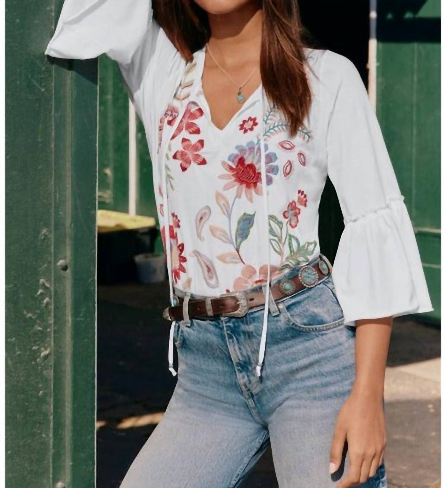 Johnny Was - RUFFLE SLEEVE T‑SHIRT FREYDE