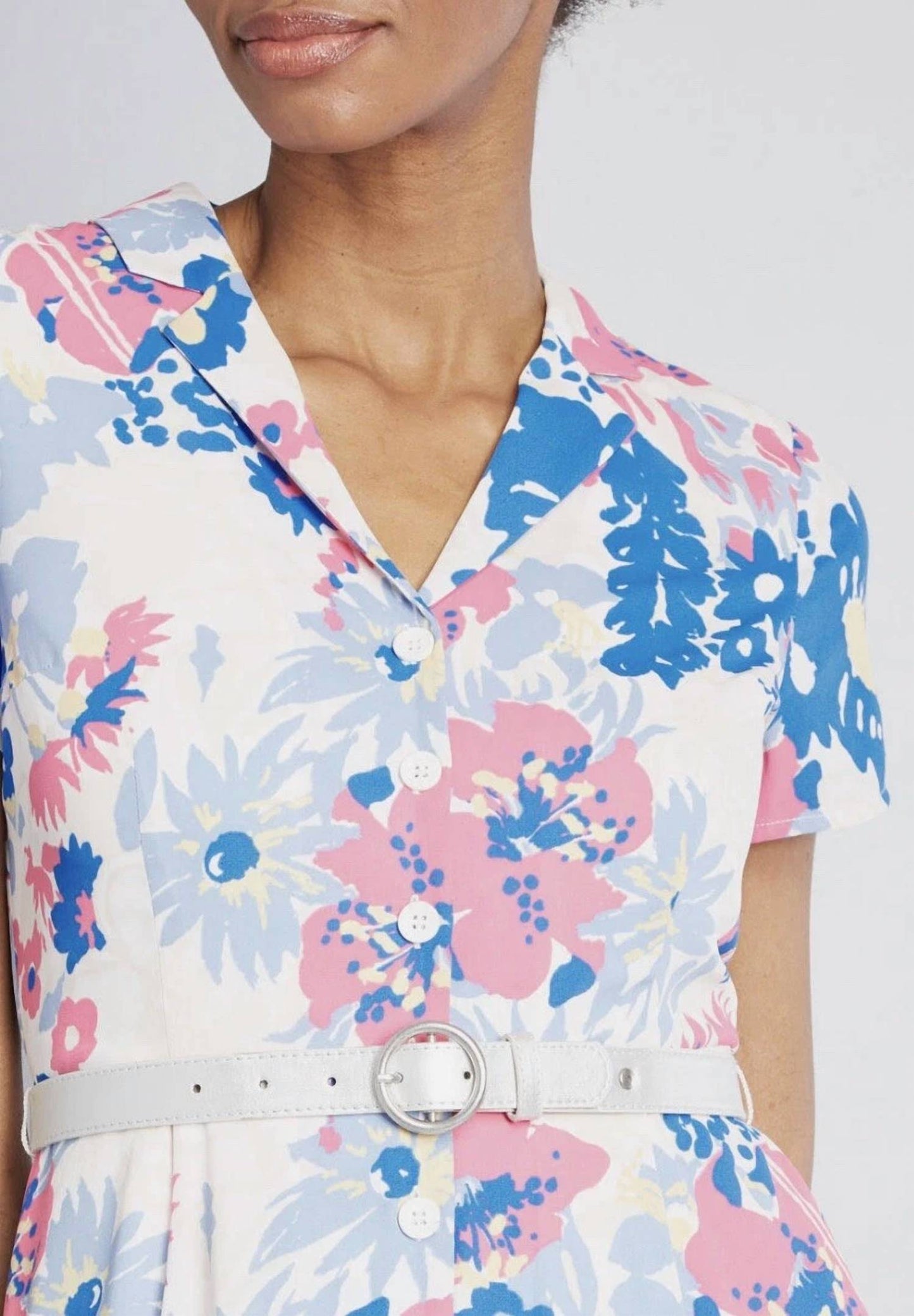 Modcloth - Retro Floral Fit & Flare Midi Shirt Dress