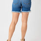 Judy Blue - Mid Rise Destroy Fray Hem Denim Short