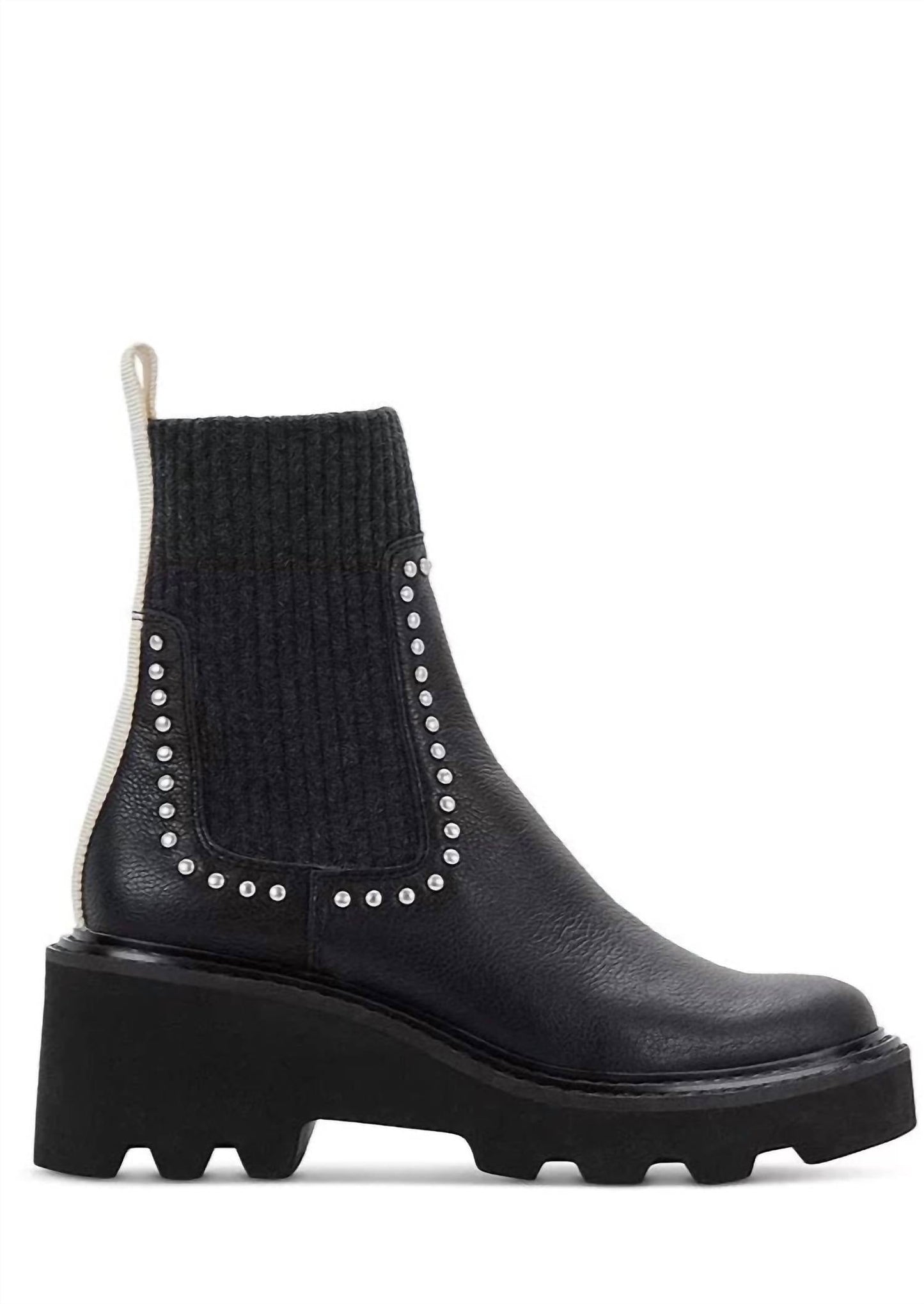 Dolce Vita - Women's Leather Knit Chelsea Platform Stud Boot