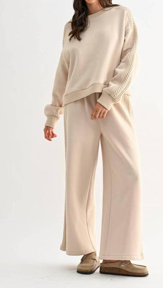 Camellia - Cable Knit Trim Oversized Lounge Set