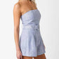 Olivaceous - Off Shoulder Stripe Romper