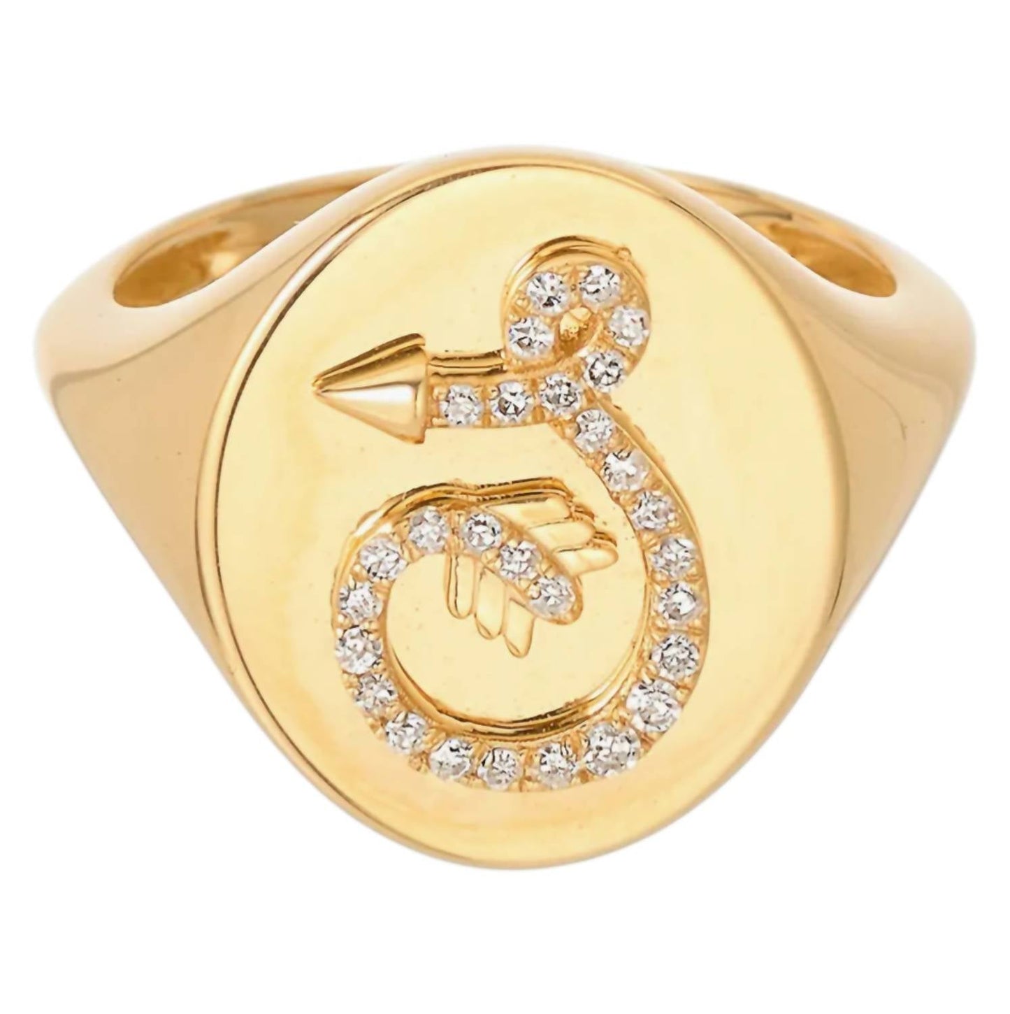 Adina Reyter - Women's Diamond Arrow Initial Signet Ring - S