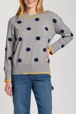 Apny - Long Sleeve Polka Dot Sweater