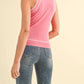 Anniewear - Striped Rib Halter Neck Sweater Tank