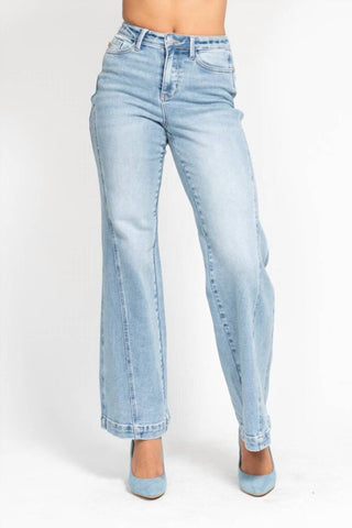 Judy Blue - Calça jeans retrô com cintura alta e costura lateral