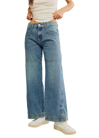 Free People - Calça jeans Benji Relaxed Wide Leg