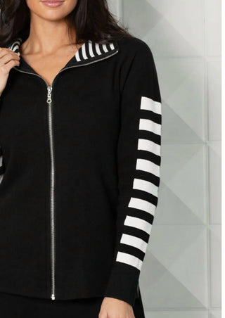 Angel Apparel - Stripe Sleeve Zip Jacket