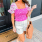 2.7 August Apparel - Contrast Floral Smocked Top