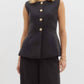 Entro - Sleeveless Button-front Peplum Suit