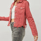Risen - Full Size Raw Hem Button Up Cropped Denim Jacket Plus Size