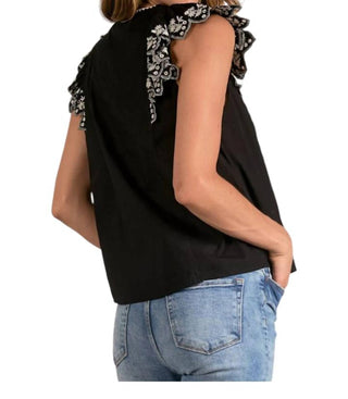 Elan - Blusa bordada com mangas bufantes Jacklyn