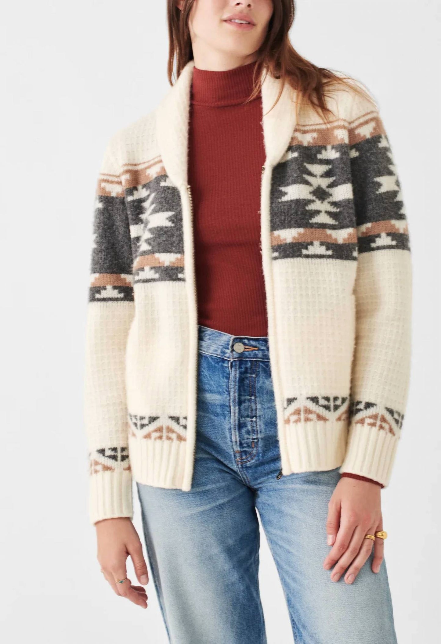 Faherty - Byt Fairisle Zip Cardigan