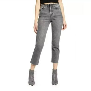 Topshop - Calça jeans cropped de cintura alta e bainha crua com perna reta