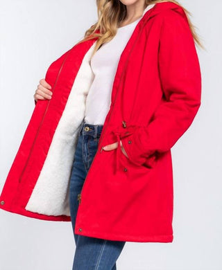 Active Usa - Jaqueta utilitária com capuz e forro de lã e pele