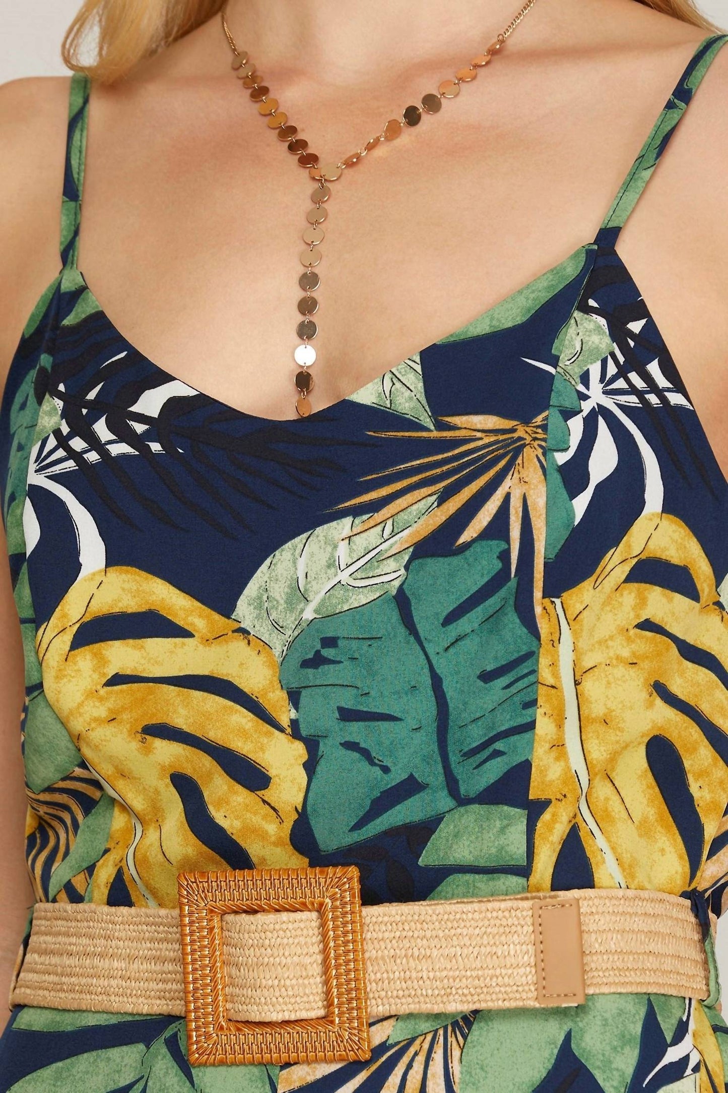 Ela + Sky - Macacão Cami Woven com estampa tropical