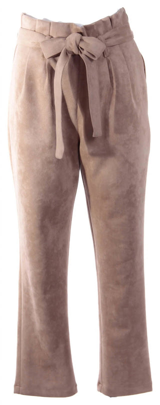 Dolce Cabo - Calça de camurça sintética com cintura de saco de papel e gravata