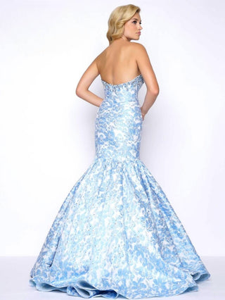 Mac Duggal - Vestido de baile de brocado floral com miçangas