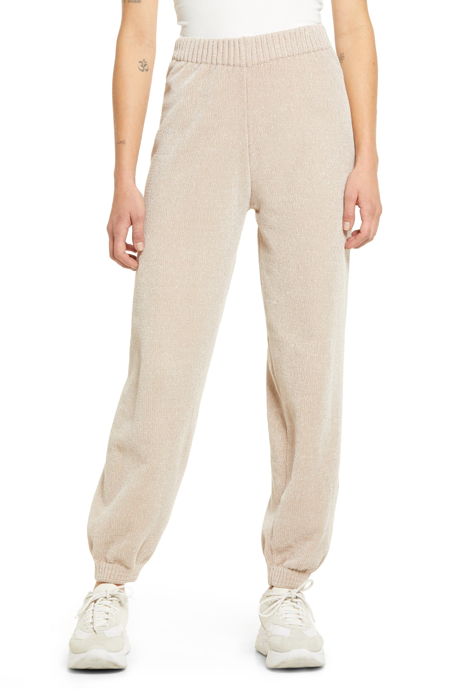 Women's Lulus Weekend Chiller Chenille Joggers, Size X-Large - Beige