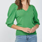 Fate - Puff Sleeve V Neck Sweater