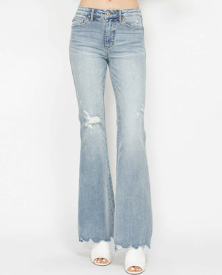 Judy Blue - Calça Jeans Flare Destroy com Controle de Barriga