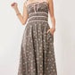Trendsi - Davi & Dani Contrast Velvet Tape Smocking Bodice Midi Dress