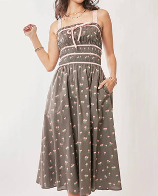 Trendsi - Davi &amp; Dani Vestido Midi com Corpete e Fita de Veludo Contrastante