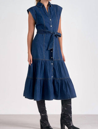 Elan - Vestido Midi Josepine Demin