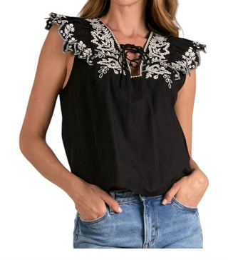 Elan - Blusa bordada com mangas bufantes Jacklyn