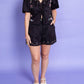 &Merci - Floral Lace Trim Top And Shorts Set