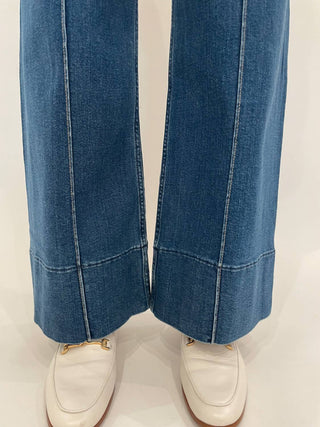 Pistola - Calça Jeans Feminina Penny Pintuck de Cintura Alta e Perna Larga