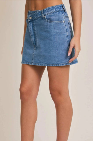 Le Lis - Saia-calça jeans feminina The Jetty cintura média