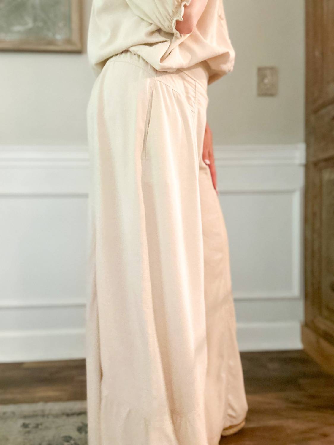 Risen - Linen Mix Ruffle Wide Leg Pants