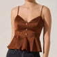 Astr - Paislee Satin Pleated Peplum Top