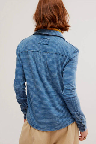 Free People - Camisa azul azul com botões