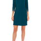 Chaus Beaded Sleeve Sheath Dress in Neo Emerald, Size Large