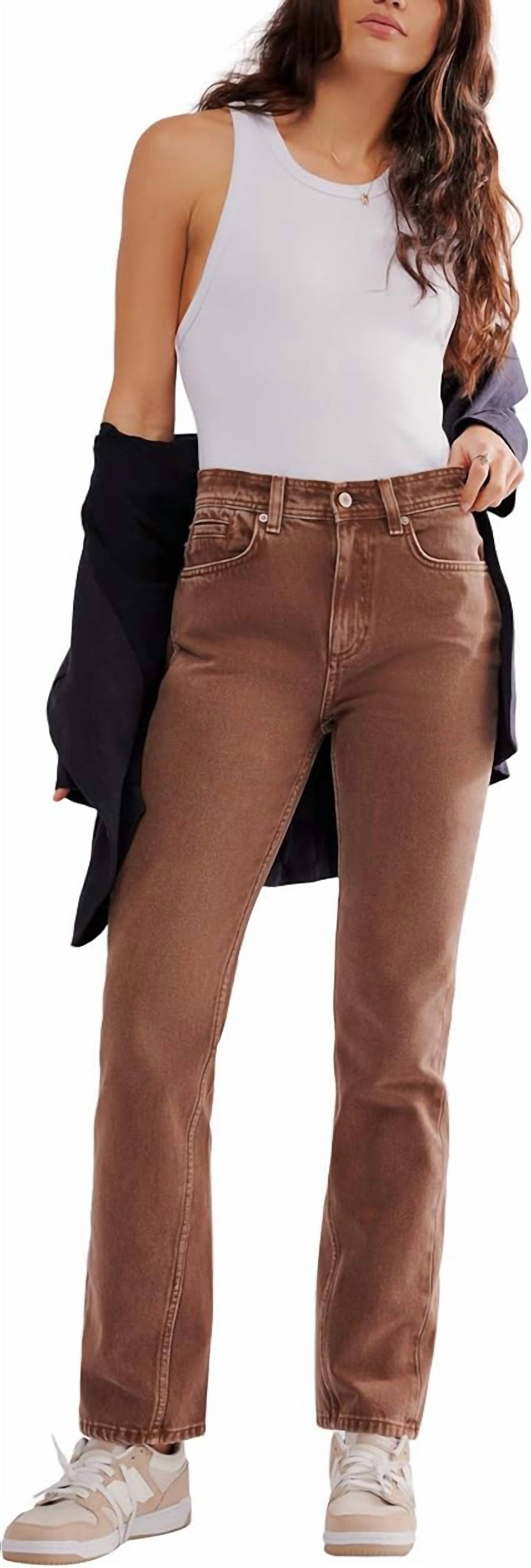 Free People - Xena High Rise Slim Straight Jeans
