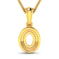 0.17 Carat Genuine White Diamond 14K Yellow Gold Semi Mount Pendant - holds 7x5mm Oval Gemstone