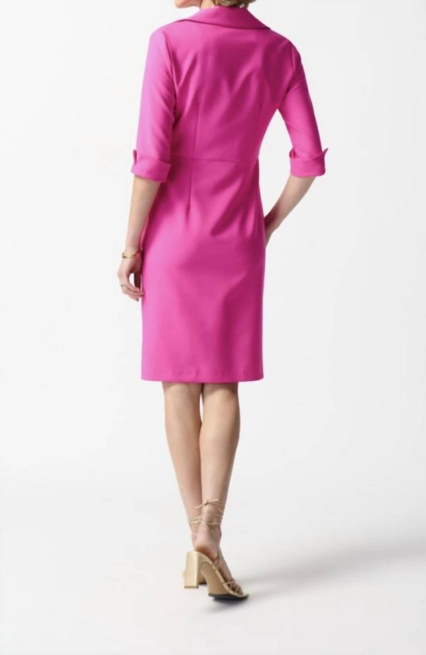 Joseph Ribkoff - 3/4 Sleeves V-neck Collared Dress